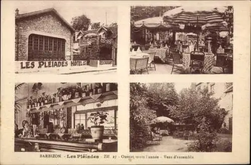 Ak Barbizon Seine et Marne, LES PLEIADES HOTEL, Restaurant, Innenansicht, Außenansicht
