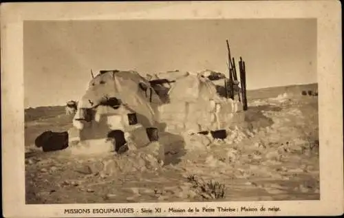 Ak Missions Esquimaudes, Mission de la Petite Therese, Maison de neige