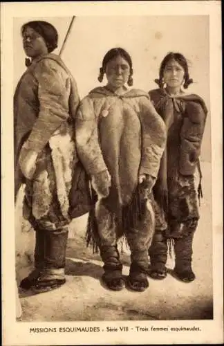 Ak Missions Esquimaudes, Trois femmes esquimaudes, Eskimo, Pelzmantel