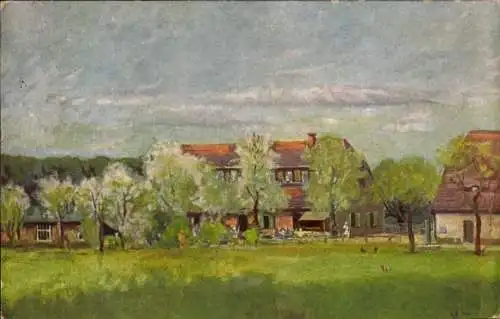 Künstler Ak Dresden Langebrück, Dresdner Heide, Königliche Hofewiese