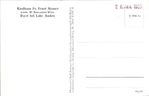 Ak Rust bei Lahr in Baden, Luftaufnahme, Kaufhaus Ernst Hauser
