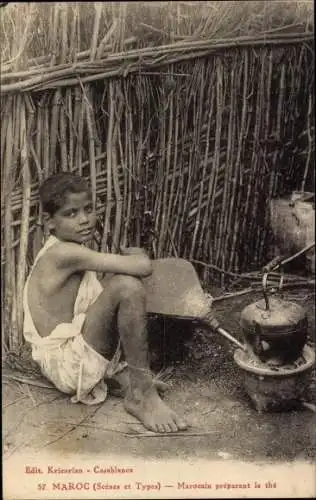 Ak Marokko, Scenes et Types, Marocain preparant le the, Maghreb
