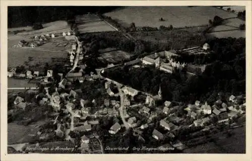 Ak Herdringen Arnsberg im Sauerland, Fliegeraufnahme
