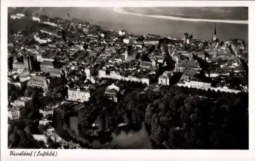 Ak Düsseldorf am Rhein, Fliegeraufnahme