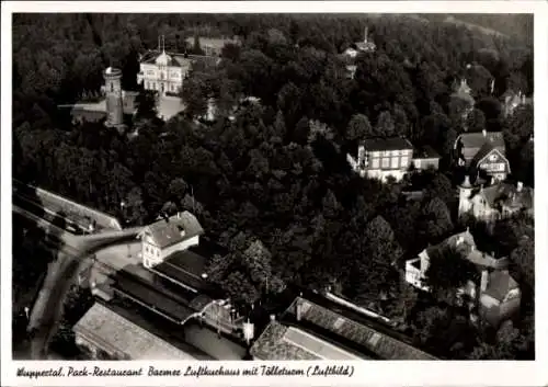 Ak Wuppertal, Luftbild von  Pack-Restaurant Bacmee, Aussichtsturm