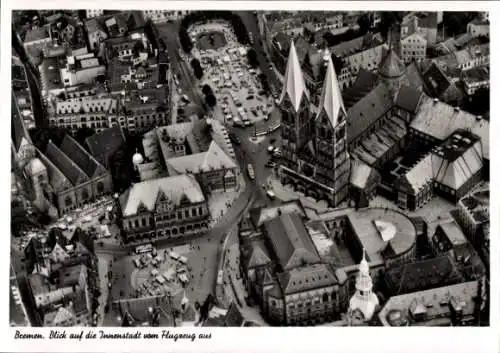 Ak Hansestadt Bremen, Innenstadt, Fliegeraufnahme