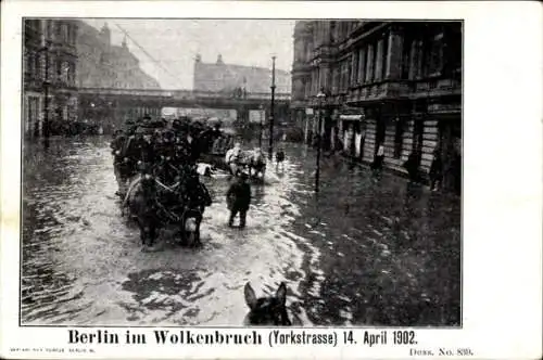 Ak Berlin Kreuzberg, Hochwasser 14. April 1902, In der Yorkstraße