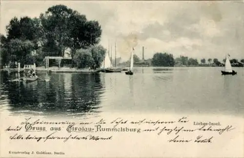 Ak Berlin Friedrichshain Stralau, Rummelsburg, Liebes-Insel