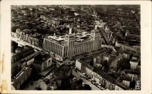 Ak Berlin Neukölln, Hermannplatz, Karstadt Warenhaus, Fliegeraufnahme
