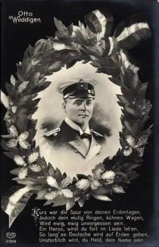Passepartout Künstler Ak Otto Weddigen, Marineoffizier, Kapitänleutnant, EAS 2269