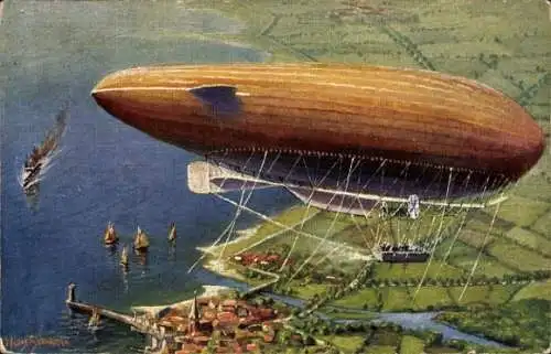 Künstler Ak Deutscher Militärballon von Major Groß, Lenkballon