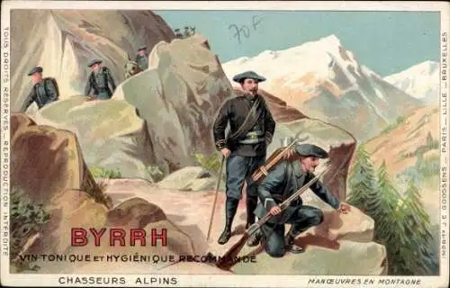 Ak Reklame, Byrrh, Vin Tonique, Chasseurs Alpins, Manoeuvres en Montagne