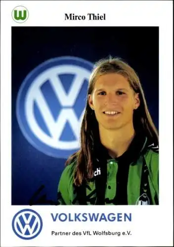 Autogrammkarte Fußballer Mirco Thiel, VfL Wolfsburg, Autogramm