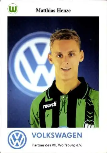Autogrammkarte Fußballer Matthias Henze, VfL Wolfsburg, Autogramm