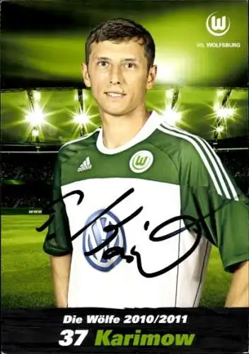 Autogrammkarte Fußballer Sergej Karimow, VfL Wolfsburg, Autogramm