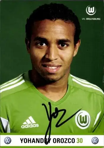 Autogrammkarte Fußballer Yohandry Orozco, VfL Wolfsburg, Autogramm