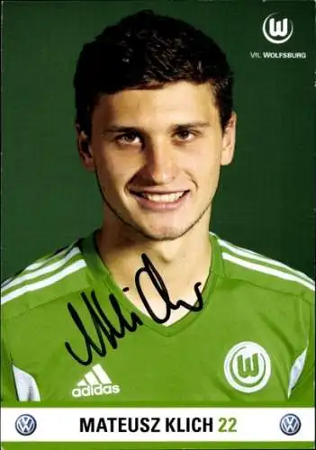 Autogrammkarte Fußballer Mateusz Klich, VfL Wolfsburg, Autogramm