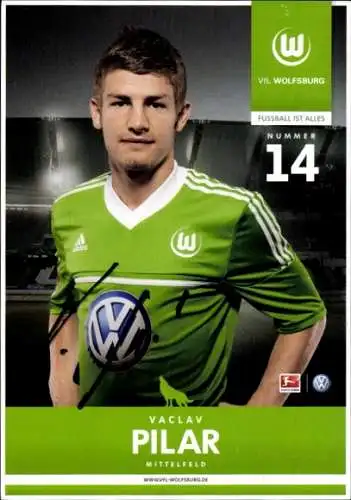 Autogrammkarte Fußballer Vaclav Pilar, VfL Wolfsburg, Autogramm