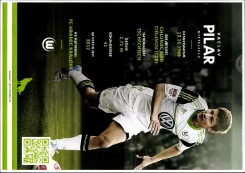 Autogrammkarte Fußballer Vaclav Pilar, VfL Wolfsburg, Autogramm