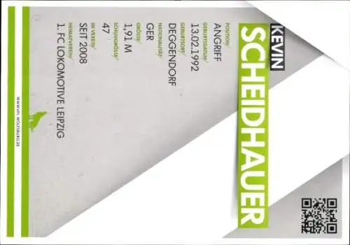 Autogrammkarte Fußballer Kevin Scheidhauer, VfL Wolfsburg, Autogramm
