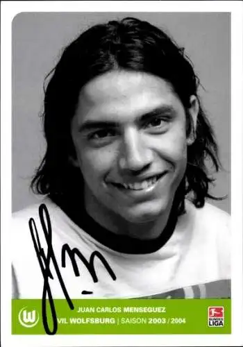 Autogrammkarte Fußballer Juan Carlos Menseguez, VfL Wolfsburg, Autogramm