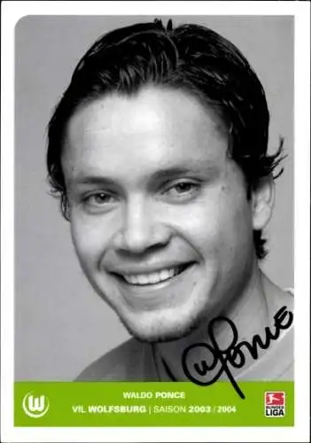 Autogrammkarte Fußballer Waldo Ponce, VfL Wolfsburg, Autogramm