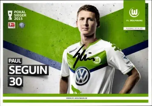 Autogrammkarte Fußballer Paul Seguin, VfL Wolfsburg, Autogramm