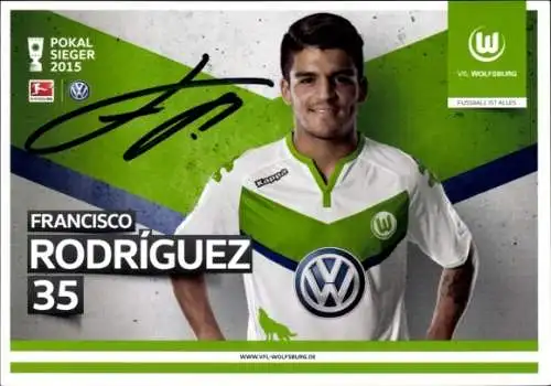 Autogrammkarte Fußballer Francisco Rodriguez, VfL Wolfsburg, Autogramm