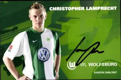 Autogrammkarte Fußballer Christopher Lamprecht, VfL Wolfsburg, Autogramm