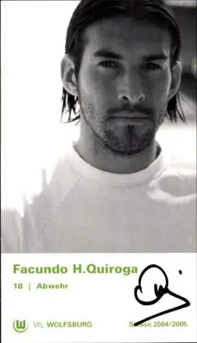 Autogrammkarte Fußballer Facundo H. Quiroga, VfL Wolfsburg, Autogramm
