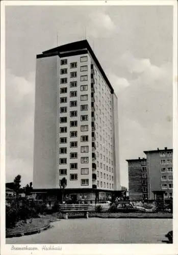 Ak Bremerhaven, Hochhaus in  11-stöckiges Gebäude, Schwarz-Weiß Fotografie
