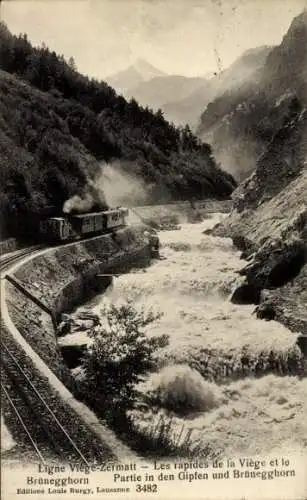 Ak Visp Viège Kanton Wallis Schweiz, Rapides de la Viege et le Brünegghorn
