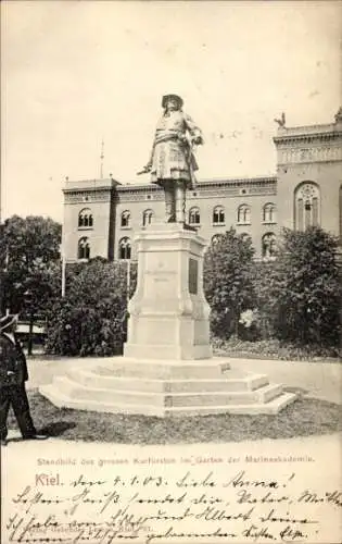 Ak Kiel, Standbild des großen Kurfürsten, Garten der Marineakademie, Statue