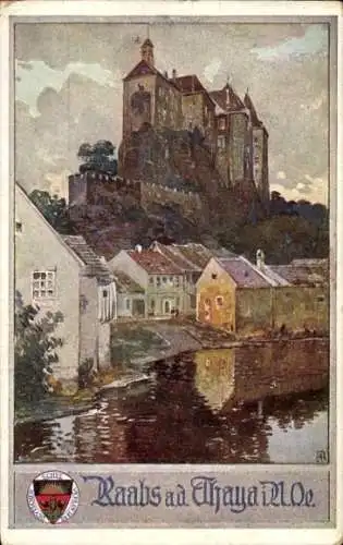 Ak Raabs an der Thaya in Niederösterreich, Mittelalterliches Schloss, malerische Flusslandschaft,