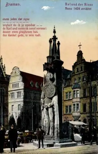 Ak Schnelldampfer Roland, Norddeutscher Lloyd Bremen, Seebäderdienst, Roland der Riese, Statue,  