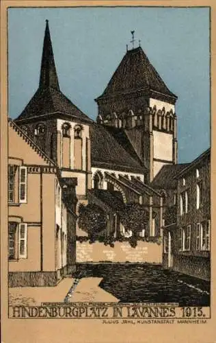Künstler Ak Lavannes Marne, Hindenburgplatz 1915