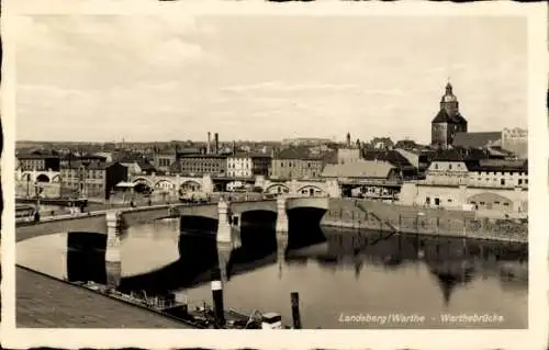 Ak Landsberg Warthe Ostbrandenburg, Blick auf die Gerloffbrücke