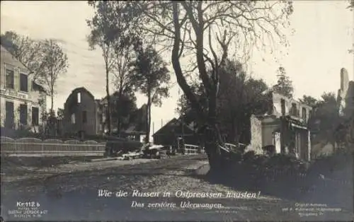 Ak Tschechowo Kaliningrad Uderwangen Ostpreußen, Kriegszerstörungen, Liersch Kr 112 b, I. WK