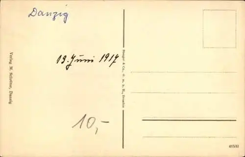 Ak Gdańsk Danzig, Sternwarte, Alte Häuser an der Langenbrücke, St. Marienkirche