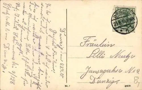 Ak Gdańsk Danzig, Holzmarkt und Kriegerdenkmal, Geschäftshäuser