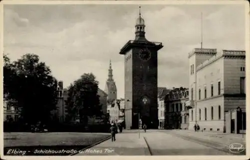 Ak Elbląg Elbing Westpreußen, Schichaustraße und Hohes Tor