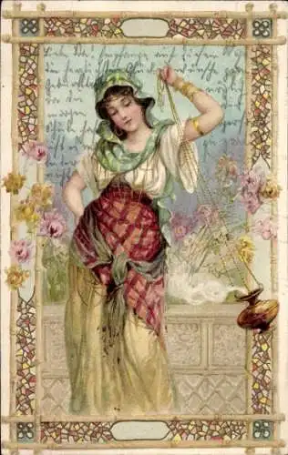 Litho Darmstadt in Hessen, Frauenportrait