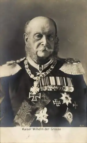 Ak Kaiser Wilhelm I., Wilhelm der Große, Portrait in Uniform, Orden