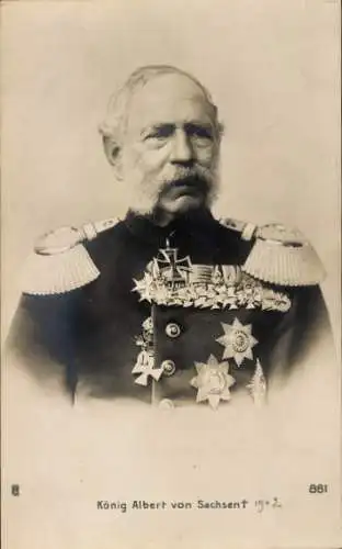 Ak König Albert von Sachsen, Portrait in Uniform, Orden