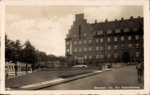 Ak Meerane in Sachsen, Am Weberbrunnen