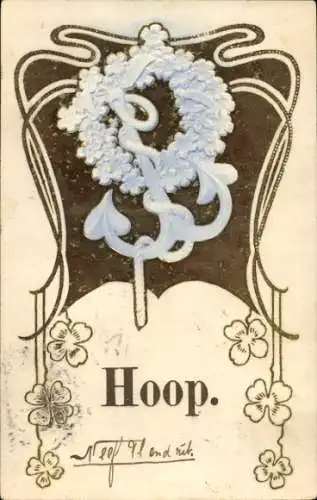 Präge Ak Allegorie, Hoffnung, Anker, Glücksklee