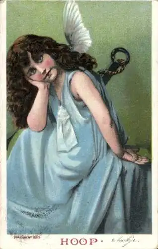 Ak Allegorie, Hoffnung, Mädchen-Porträt, Anker