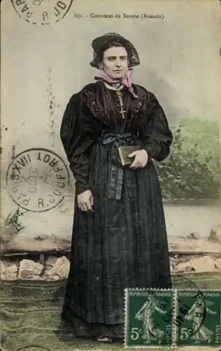 Ak Costumes de Savoie, Frau in französischer Tracht, Aussois