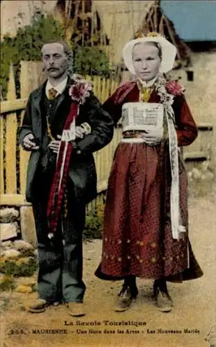 Ak Maurienne Savoie, Hochzeitspaar in Tracht