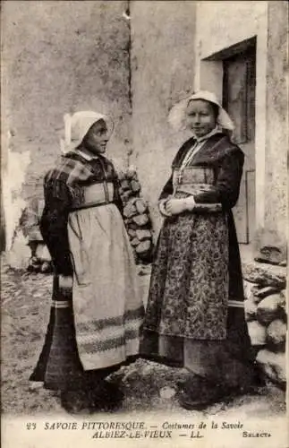 Ak Costumes de Savoie, Frauen in französischer Tracht, Albiez-le-Vieux